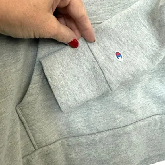 Champion Stanford Hoodie Gray Pullover Medium Cotton Blend Athletic Logo - Picture 5 of 6